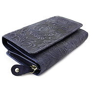 Arwel Medium Blue Leather Aspasia Pattern Purse - Wallet