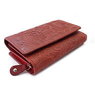 Arwel Aspasia Pattern Red Leather Medium Wallet - Wallet