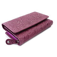 Arwel Aspasia Patterned Purple Leather Medium Wallet - Wallet