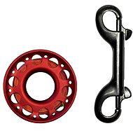 Reel Agama Alu 15 m with carabiner, red - Spool