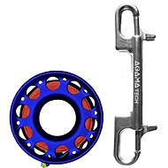 Reel Agama Tech Alu 15 m with carabiner, blue - Spool