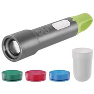 EMOS LED + COB LED rechargeable metal flashlight with focus and coloured diffusers P3118 - Flashlight