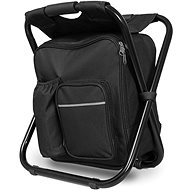 Verk 01673 Camping folding stool with backpack, thermal bag 3 in 1 black - Folding Stool
