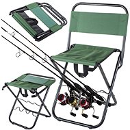 Verk 01679 Folding camping chair with fishing rod holder green - Camping Chair