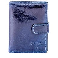 Buffalo dark blue leather with embossed button - Wallet