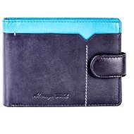 Wild black and blue leather with stitching and coloured insert - Wallet