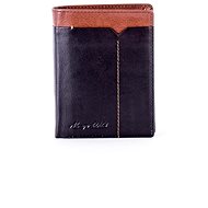 Wild black genuine leather with brown trim - Wallet