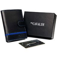 Cavaldi black and blue vertical leather - Wallet
