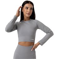 GymBeam Women's FLO Ribbed Crop Top Grey S - T-Shirt