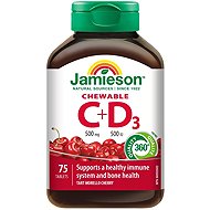 JAMIESON Vitamins C and D3 cherry 75 sucking tablets - Vitamin C