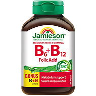 JAMIESON Vitamin B6&B12&Folic Acid Bonus 90 + 20 Tablets - B Complex