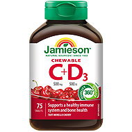 JAMIESON Vitamin C Chewable Cherry 500mg 75 Tablets - Vitamins