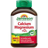 JAMIESON Ca + Mg + Vit. D 120 Tablets - Dietary Supplement