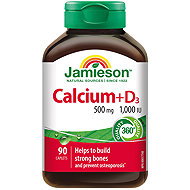 JAMIESON Calcium 500mg + D3 1000IU 90 capsules - Dietary Supplement