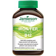 JAMIESON Iron + Vitamin B12 Chewable 45 tablets - Dietary Supplement