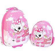 Children's suitcase with backpack T-class 3962, 25l + 15l (skier-pink) - Children's Lunch Box