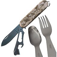 JKR Multifunctional knife with cutlery set, pixel camo - Multitool 