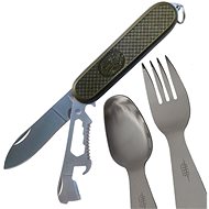 JKR Multifunctional knife with cutlery set, green - Multitool 