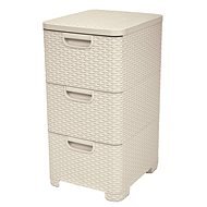 Curver Rattan Style Cabinet 3x14L Cream - Laundry Basket