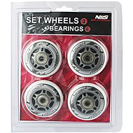 NILS EXTREME Set of white PU wheels 64 × 24 + ABEC7 bearings - Inline Skate Wheels
