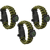 Trizand 6063 Survival bracelet with compass green, 3 pcs - Compass