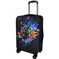 Kufryplus suitcase cover H301 Butterflies with flowers S - Luggage Cover