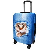 Kufryplus suitcase cover H155 Cat in jeans S - Luggage Cover