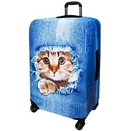 Kufryplus suitcase cover H155 Cat in jeans M - Luggage Cover