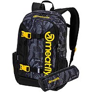 Meatfly Basejumper backpack, Blueprint Black - School Backpack