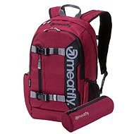 Meatfly Basejumper 5 Backpack Heather Burgundy  + Pencil Case Free - City Backpack