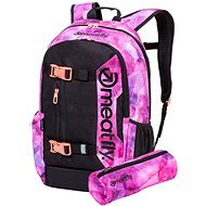 Meatfly Basejumper 6 Backpack, Universe Pink, Black - Iskolatáska