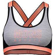 Mons Royale Stella X-Back Bra, Black/Grey Marl, size XS - Bra