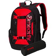 Meatfly Basejumper backpack, Red/Black, 22 L + free pencil case - City Backpack