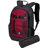 Meatfly Basejumper backpack, Wine / Charcoal, 22 L + free pencil case - City Backpack