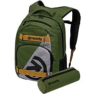 Meatfly Exile backpack, Olive / Grey, 24 L + free pencil case - City Backpack