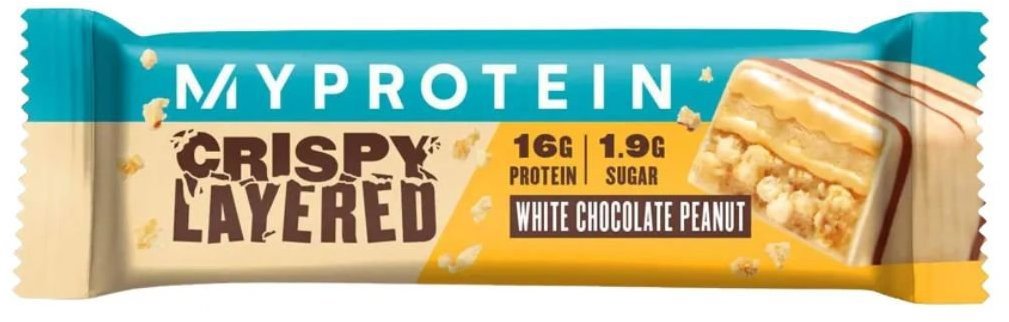 MyProtein Crispy Layered Bar, 58 g White Chocolate/Peanuts - Protein Bar