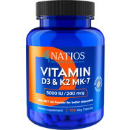 NATIOS Vitamin D3 & K2 (MenaQ7 MK-7), 5000 IU & 200 mcg, 100 capsules - Vitamin D3