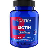 NATIOS Biotin, 10 000 mcg, Extra Strength, 90 vegan capsules - Vitamin B