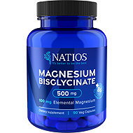 NATIOS Magnesium Bisglycinate 500 mg + B6, 90 veg. capsules, (elemental magnesium 100 mg) - Minerals