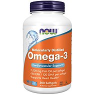 NOW FOODS Omega 3, Molecularly distilled, 1000 mg, 200 softgel capsules - Omega 3