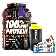 Nutrend 100% Whey Protein, 2250g + shaker Nutrend black-yellow + 3x PROZERO 65g - Kit