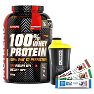 Nutrend 100% Whey Protein, 2250g, strawberry + shaker Nutrend black-yellow + 3x PROZERO 65g - Kit