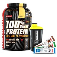 Nutrend 100% Whey Protein, 2250g, vanilla + shaker Nutrend black-yellow + 3x PROZERO 65g - Kit