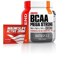 Nutrend BCAA Mega Strong Drinks (2: 1: 1), 400g - orange + Nutrend Magneslife Active Drink, 10x15 g - Protein Set