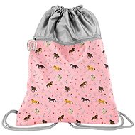 PASO backpack bag bag with front pocket Horses pink - Drawstring Bag