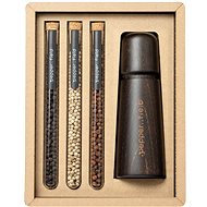 . pepper field Black wooden grinder with a set of tubes with Kampot pepper 3 × 10 g - Gift Set