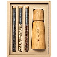 . pepper field Natural wooden grinder with a set of tubes with Kampot pepper 3 × 10 g - Gift Set