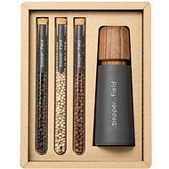 . pepper field Grey porcelain grinder with set of tubes with Kampot pepper 3 × 10 g - Gift Set