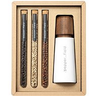 . pepper field White porcelain grinder with a set of tubes with Kampot pepper 3 × 10 g - Gift Set