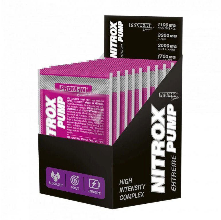 PROM-IN Essential Nitrox Pump Extreme 10 x 15 g raspberry - Pre-Workout Supplement